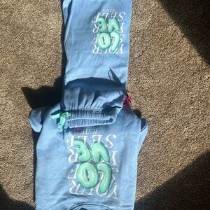 Justice Light Blue Jogger Set with Mint Accents